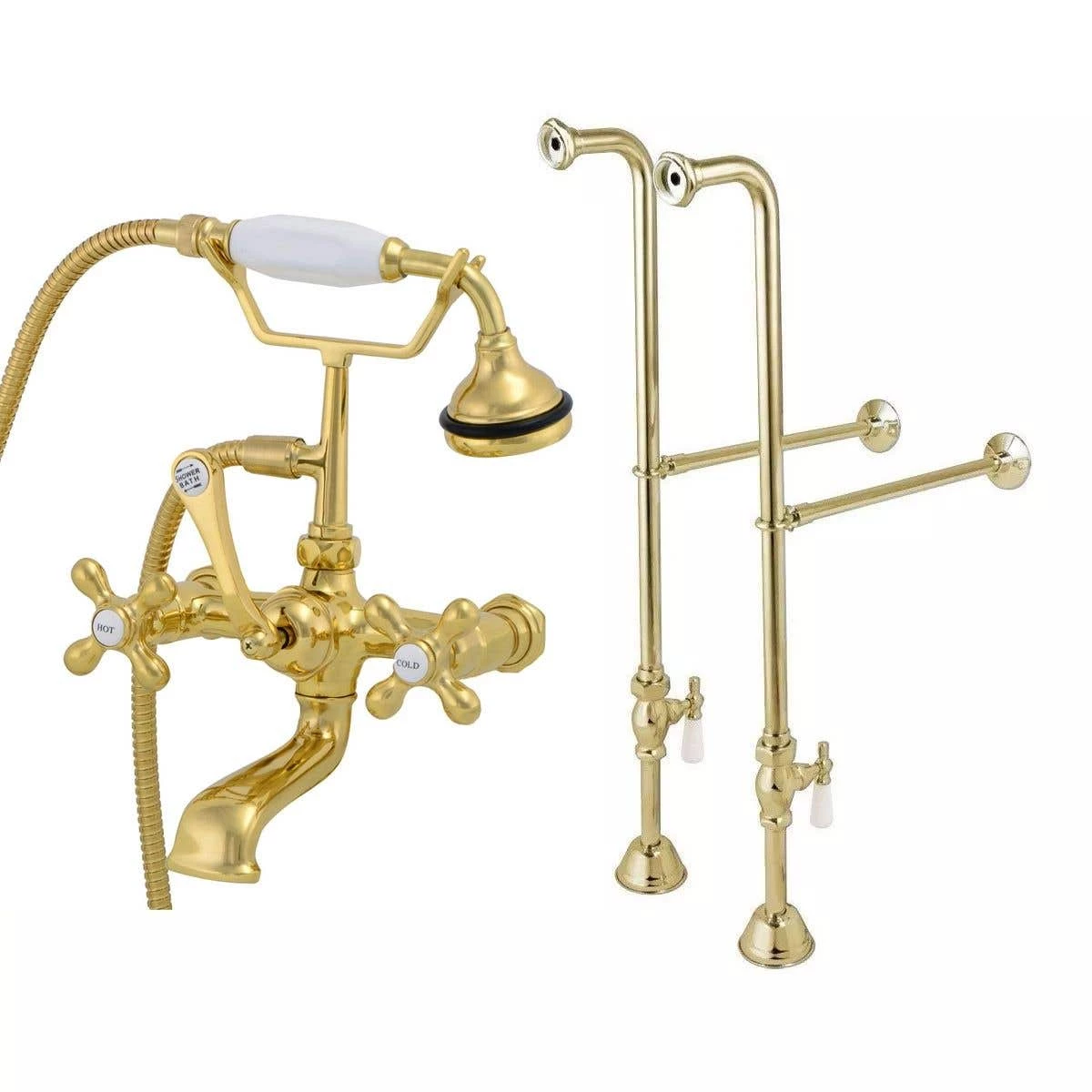 Freestanding British Telephone Clawfoot Tub Faucet With Handshower 4 Freestanding British Telephone Clawfoot Tub Faucet With Handshower - Image 2