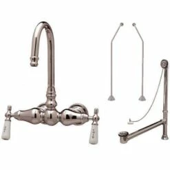 Wall Mount Clawfoot Tub Gooseneck Faucet - Drain - Supply Lines - Complete Set -A&E BATH & SHOWER Shop rm149 1twcsc 2