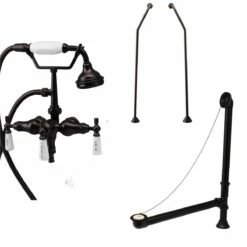 Clawfoot Tub Wall Mount Downspout Faucet With Handshower - Tub Drain And Supply Lines Complete Set -A&E BATH & SHOWER Shop rm154twcsorb 1