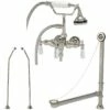 Clawfoot Tub Wall Mount Downspout Faucet With Handshower - Tub Drain And Supply Lines Complete Set