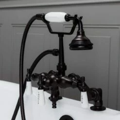 Clawfoot Tub Deck Mount Downspout Faucet With Handshower -A&E BATH & SHOWER Shop rm157orb 2 1