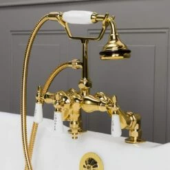 Clawfoot Tub Deck Mount Downspout Faucet With Handshower -A&E BATH & SHOWER Shop rm157pb 2 1