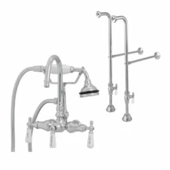 Freestanding Gooseneck Clawfoot Tub Faucet With Handshower