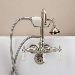 Tub Wall Mount High Spout Clawfoot Tub Faucet W/ Handshower -A&E BATH & SHOWER Shop rm402bn side 2 1 1