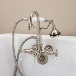 Tub Wall Mount High Spout Clawfoot Tub Faucet W/ Handshower -A&E BATH & SHOWER Shop rm402bn 1 1