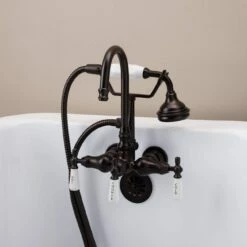 Tub Wall Mount High Spout Clawfoot Tub Faucet W/ Handshower -A&E BATH & SHOWER Shop rm402bn 4