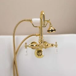 Tub Wall Mount High Spout Clawfoot Tub Faucet W/ Handshower -A&E BATH & SHOWER Shop rm402pb side 2 1