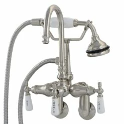 Clawfoot Tub Wall Mount Gooseneck Faucet With Handshower