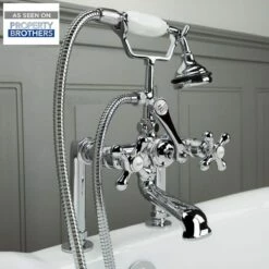 Vintage Clawfoot Tub Deck Mount English Telephone Faucet With Handshower