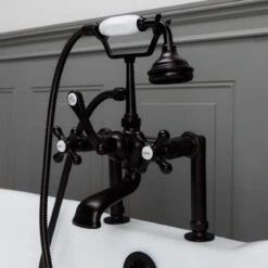 Vintage Clawfoot Tub Deck Mount English Telephone Faucet With Handshower -A&E BATH & SHOWER Shop rm462orb side 2