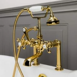 Vintage Clawfoot Tub Deck Mount English Telephone Faucet With Handshower -A&E BATH & SHOWER Shop rm462pb side 2