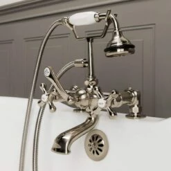 Deck Mount British Telephone Clawfoot Tub Faucet W/ Handshower
