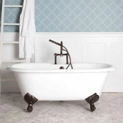 Kensington Cast Iron Double Ended Clawfoot Tub - Rim Faucet Drillings