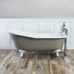 Mila Cast Iron Slipper Clawfoot Tub - Rim Faucet Drillings