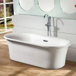 Liam 69 Inch Acrylic Double Ended Freestanding Tub - No Faucet Drillings