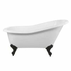 Aurora Acrylic Slipper Clawfoot Tub - Rim Faucet Drillings - Imperial Ball & Claw Feet -A&E BATH & SHOWER Shop rma57sl7wsib 1