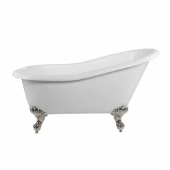 Aurora Acrylic Slipper Clawfoot Tub - Rim Faucet Drillings - Imperial Ball & Claw Feet -A&E BATH & SHOWER Shop rma57sl7wsipn 1