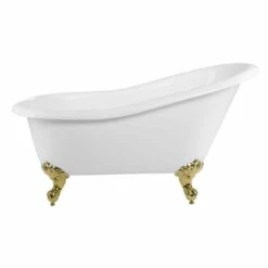 Aurora Acrylic Slipper Clawfoot Tub - Rim Faucet Drillings - Imperial Ball & Claw Feet -A&E BATH & SHOWER Shop rma57sl7wsis 1