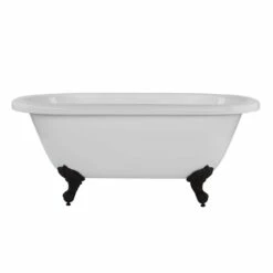 Windsor Acrylic Double Ended Clawfoot Tub - Continuous Roll Rim - No Faucet Drillings - Ball & Claw Feet -A&E BATH & SHOWER Shop rma60de0wdib front 2