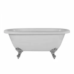 Windsor Acrylic Double Ended Clawfoot Tub - Continuous Roll Rim - No Faucet Drillings - Ball & Claw Feet -A&E BATH & SHOWER Shop rma60de0wdic front 2