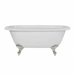 Windsor Acrylic Double Ended Clawfoot Tub - Continuous Roll Rim - No Faucet Drillings - Ball & Claw Feet -A&E BATH & SHOWER Shop rma60de0wdipn front 2