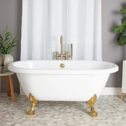 Juniper Acrylic Double Ended Clawfoot Tub - No Faucet Drillings - Lion Paw Feet