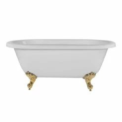 Windsor Acrylic Double Ended Clawfoot Tub - Continuous Roll Rim - No Faucet Drillings - Ball & Claw Feet -A&E BATH & SHOWER Shop rma66de0wdis front 2