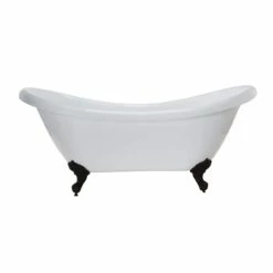 Victoria 70 Inch Acrylic Double Slipper Clawfoot Tub - No Faucet Drillings - Imperial Ball & Claw Feet -A&E BATH & SHOWER Shop rma70ds0wsib 2