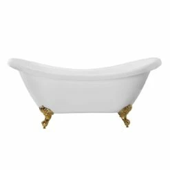 Victoria 70 Inch Acrylic Double Slipper Clawfoot Tub - No Faucet Drillings - Imperial Ball & Claw Feet -A&E BATH & SHOWER Shop rma70ds0wsis 2