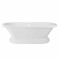 Amelia 71 Inch Acrylic Double Ended Pedestal Tub Package - White / Chrome Fixtures -A&E BATH & SHOWER Shop rma71de7w8pw 2