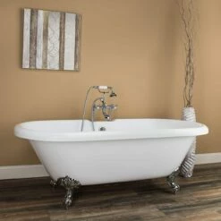 Halifax 70 Inch Acrylic Double Ended Clawfoot Tub - Rim Faucet Drillings - Imperial Ball & Claw Feet