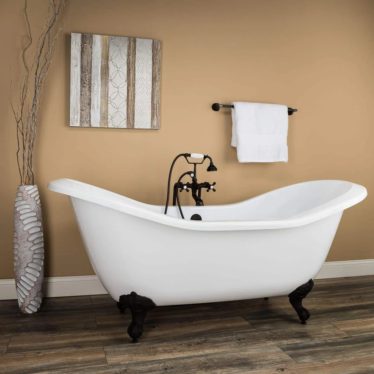 Serenity 72 Inch Acrylic Double Slipper Clawfoot Tub - No Faucet Drillings - Imperial Ball & Claw Feet 4 Serenity 72 Inch Acrylic Double Slipper Clawfoot Tub - No Faucet Drillings - Imperial Ball & Claw Feet - Image 2