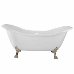 Serenity 72 Inch Acrylic Double Slipper Clawfoot Tub - No Faucet Drillings - Lion Paw Feet -A&E BATH & SHOWER Shop rma72ds0lppn side 1 1