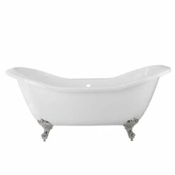 Serenity 72 Inch Acrylic Double Slipper Clawfoot Tub - Rim Faucet Drillings - Imperial Ball & Claw Feet -A&E BATH & SHOWER Shop rma72ds7dic side 1 2