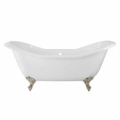 Serenity 72 Inch Acrylic Double Slipper Clawfoot Tub - Rim Faucet Drillings - Imperial Ball & Claw Feet -A&E BATH & SHOWER Shop rma72ds7dipn side 1 1