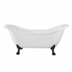 Serenity 72 Inch Acrylic Double Slipper Clawfoot Tub - Rim Drillings - Lion Paw Feet 20 Serenity 72 Inch Acrylic Double Slipper Clawfoot Tub - Rim Drillings - Lion Paw Feet -A&E BATH & SHOWER Shop rma72ds7lporb side 1 1