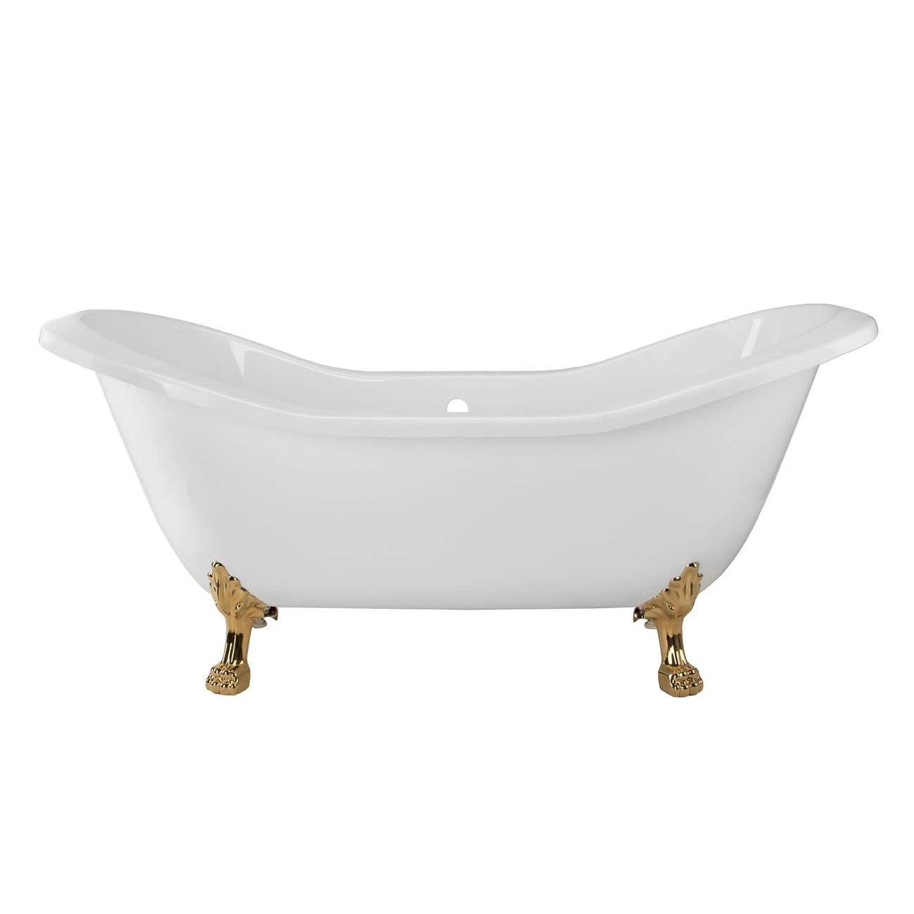 Serenity 72 Inch Acrylic Double Slipper Clawfoot Tub - Rim Drillings - Lion Paw Feet 8 Serenity 72 Inch Acrylic Double Slipper Clawfoot Tub - Rim Drillings - Lion Paw Feet - Image 6