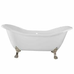 Serenity 72 Inch Acrylic Double Slipper Clawfoot Tub - Rim Drillings - Lion Paw Feet 21 Serenity 72 Inch Acrylic Double Slipper Clawfoot Tub - Rim Drillings - Lion Paw Feet -A&E BATH & SHOWER Shop rma72ds7lppn side 1 1