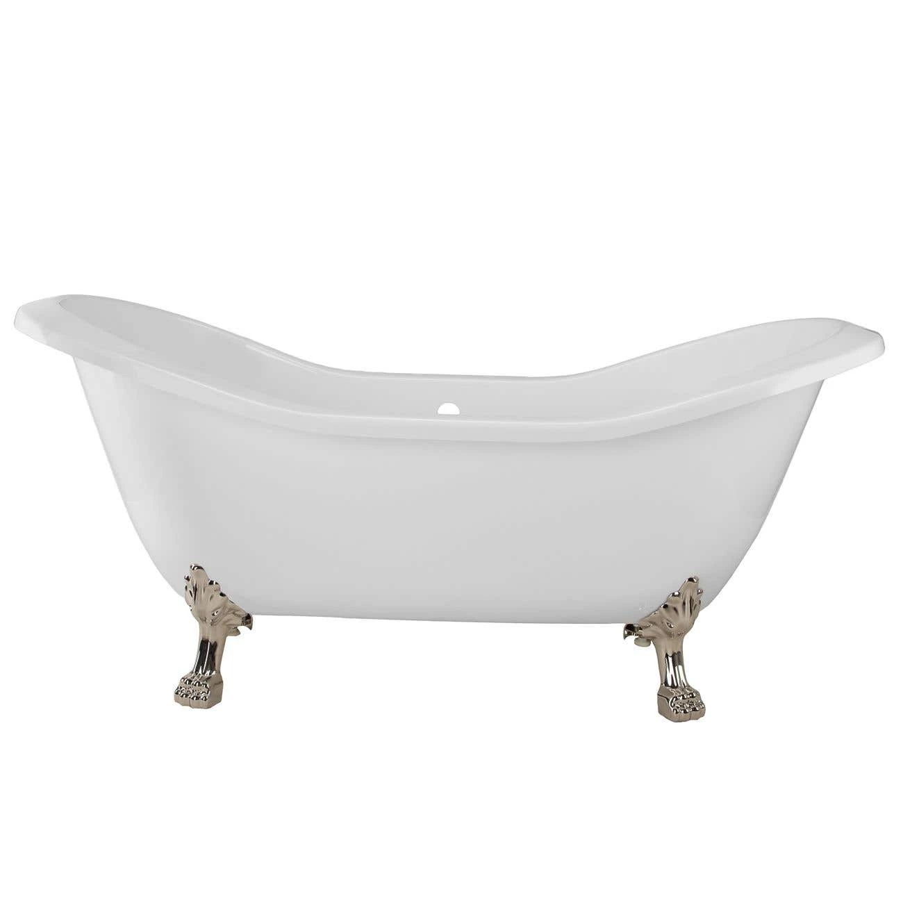 Serenity 72 Inch Acrylic Double Slipper Clawfoot Tub - Rim Drillings - Lion Paw Feet 7 Serenity 72 Inch Acrylic Double Slipper Clawfoot Tub - Rim Drillings - Lion Paw Feet - Image 5