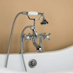 Serenity 72 Inch Acrylic Double Slipper Clawfoot Tub Package - White / Chrome Feet & Fixtures -A&E BATH & SHOWER Shop rma72ds7wlpc 4