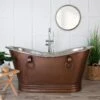 Jose 66 Inch Copper Freestanding Double Slipper Bathtub - Brown Copper / Satin Nickel -A&E BATH & SHOWER Shop rmc17 bsn newlife