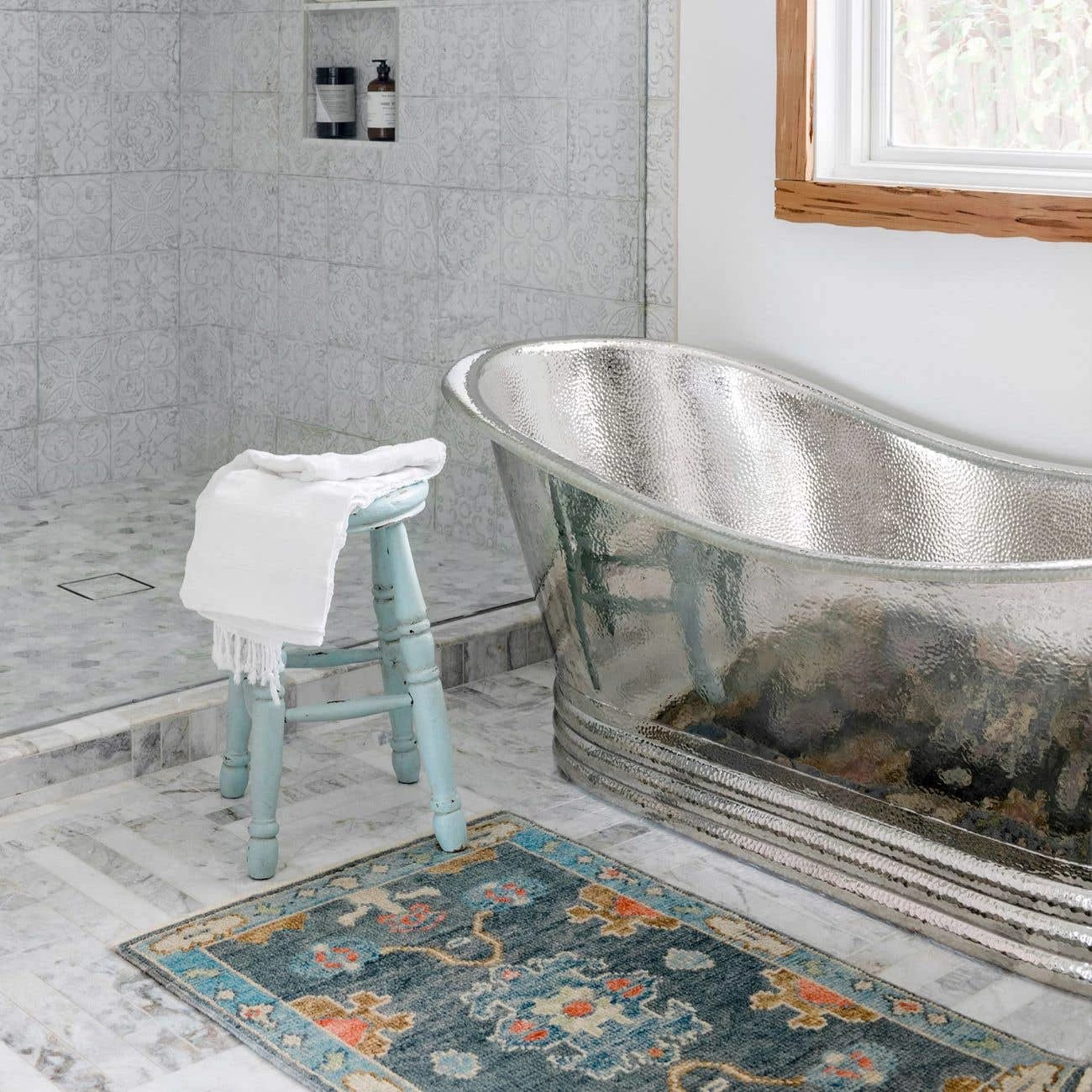 Alejandro 66 Inch Copper Freestanding Double Slipper Bathtub - Satin Nickel 4 Alejandro 66 Inch Copper Freestanding Double Slipper Bathtub - Satin Nickel - Image 2