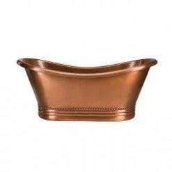 Melody 58 Inch Copper Freestanding Double Slipper Bathtub - Medium Copper -A&E BATH & SHOWER Shop rmc19 m front
