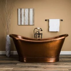Harlow 71 Inch Copper Freestanding Double Slipper Bathtub - Medium Copper -A&E BATH & SHOWER Shop rmc2 m