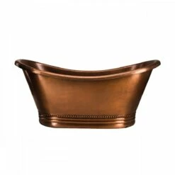 Harlow 71 Inch Copper Freestanding Double Slipper Bathtub - Medium Copper -A&E BATH & SHOWER Shop rmc2 m front