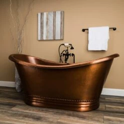 Harlow 71 Inch Copper Freestanding Double Slipper Bathtub - Medium Copper -A&E BATH & SHOWER Shop rmc2 m life