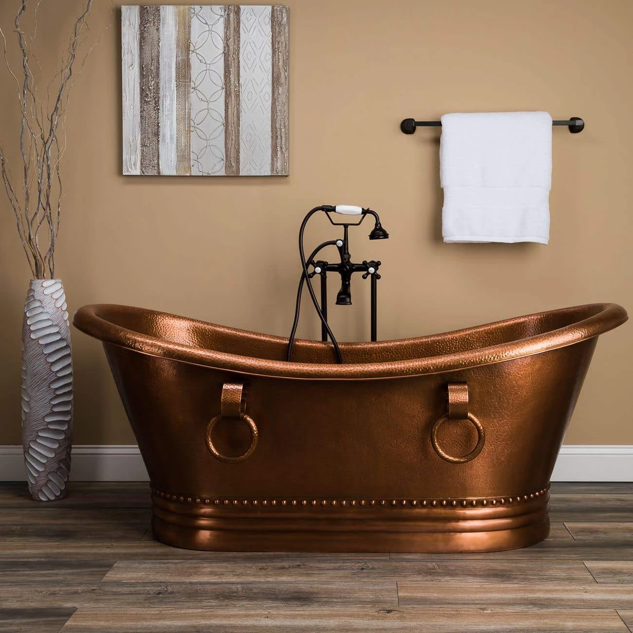 Abbott 66 Inch Copper Freestanding Double Slipper Bathtub - Medium Copper 4 Abbott 66 Inch Copper Freestanding Double Slipper Bathtub - Medium Copper - Image 2