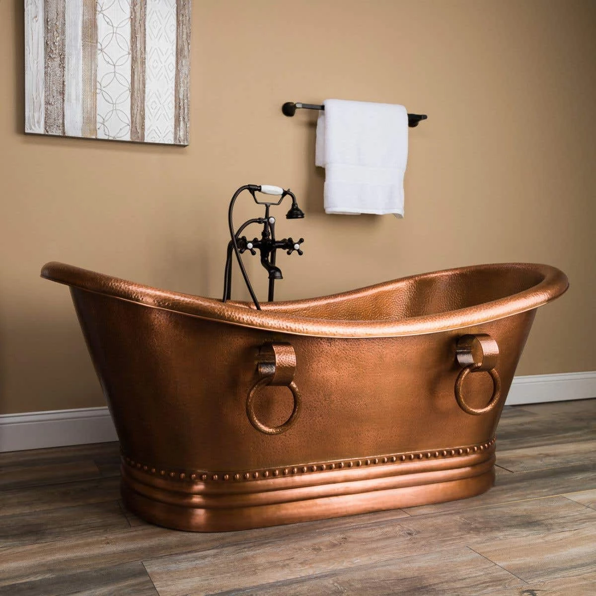 Abbott 66 Inch Copper Freestanding Double Slipper Bathtub - Medium Copper 6 Abbott 66 Inch Copper Freestanding Double Slipper Bathtub - Medium Copper - Image 4