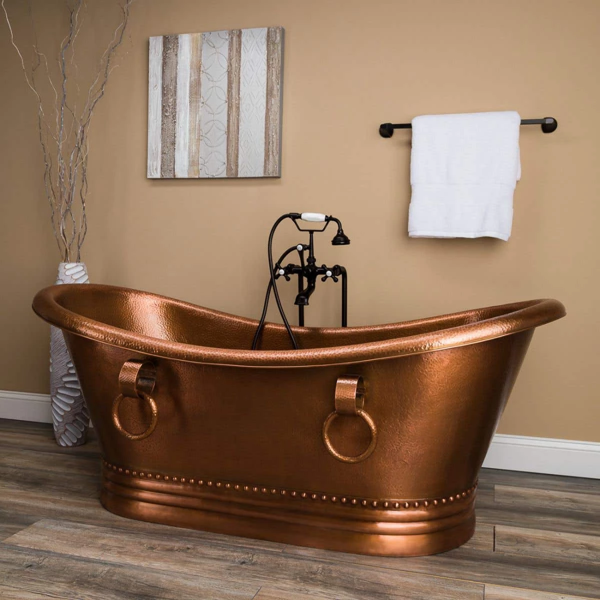 Abbott 66 Inch Copper Freestanding Double Slipper Bathtub - Medium Copper 5 Abbott 66 Inch Copper Freestanding Double Slipper Bathtub - Medium Copper - Image 3