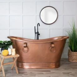 Abbott 66 Inch Copper Freestanding Double Slipper Bathtub - Medium Copper